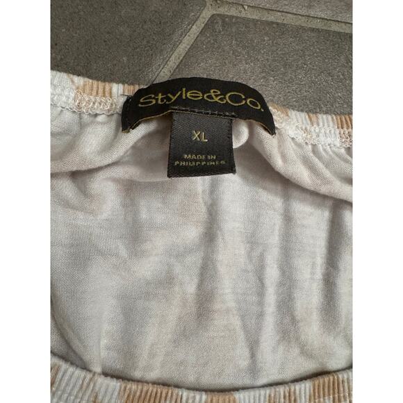 Style & Co. Boho Peasant Top - XL - White & Beige - Picture 3 of 3